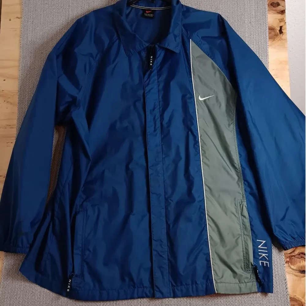 Nike Vintage Windbreaker Jacket XL Blue Y2K Embroidered Swoosh Track Performance